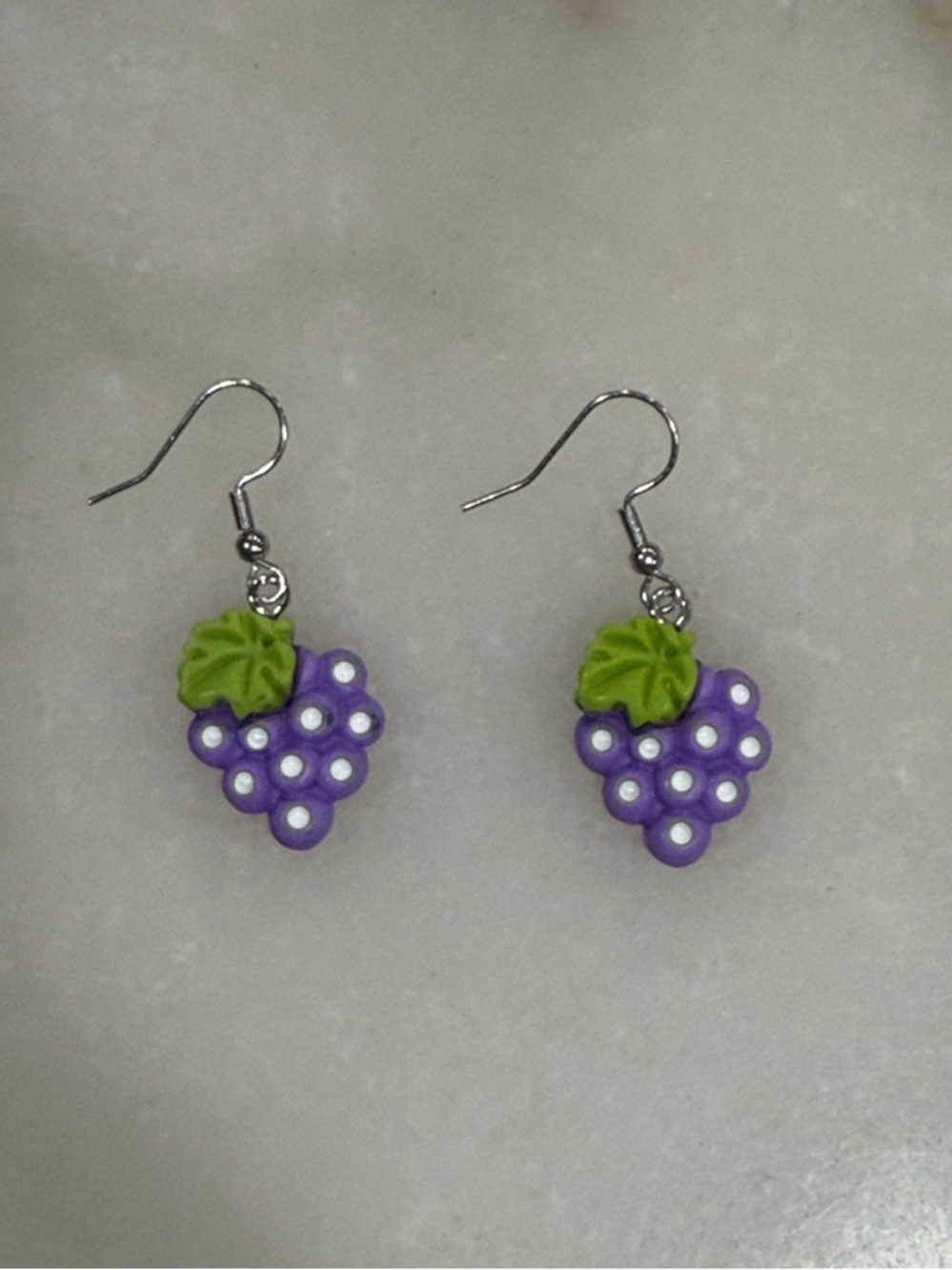 Purple Grape Dangle Earrings Handmade Fun Novelty Gift Jewelry